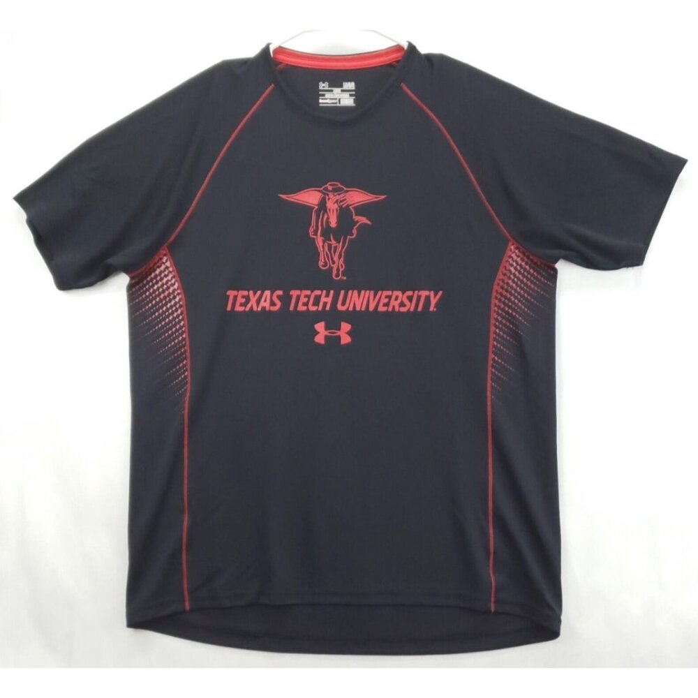 Under Armour Texas Tech Raiders Shirt Mens Large Black Heatgear Loose